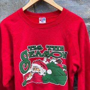 Vintage 90s Christmas sweatshirt size M red Santa crewneck